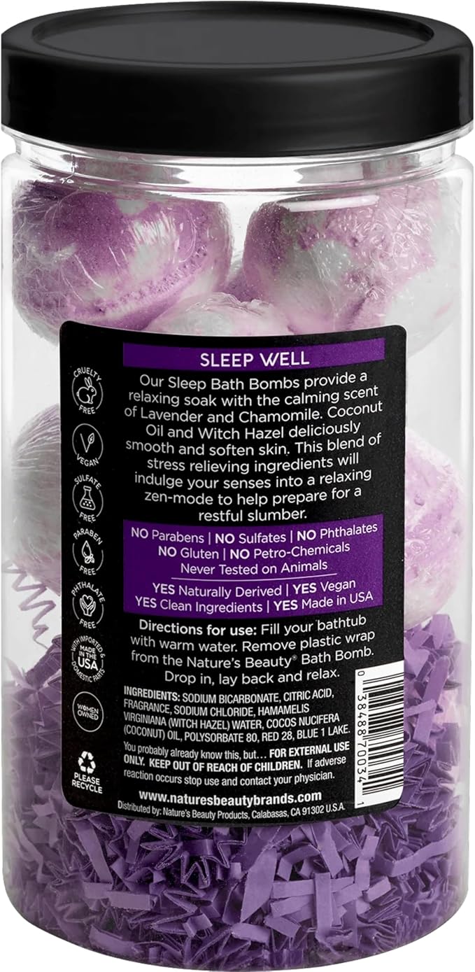 Nature's Beauty Lavender Chamomile Sleep Bath Bomb Gift Set Multi-Pack- Luxury - Image 7