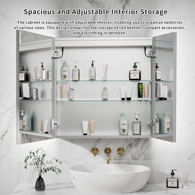 LED Medicine Cabinet Mirror for Bathroom, 30x30 Medicine Cabinet - Image 3