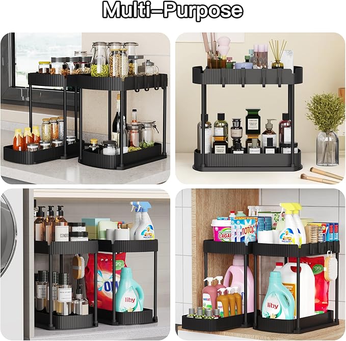 2 Pack Multi-Purpose Pull-Out Storage Organizers, Under Sink Organizers and - Image 6