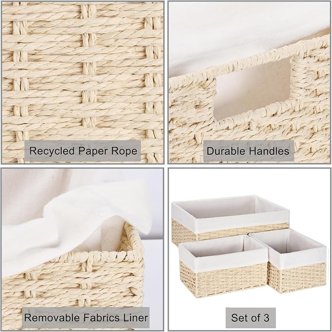 Vagusicc Wicker Basket, Decorative Bathroom Wicker Storage Basket Bins - Image 2