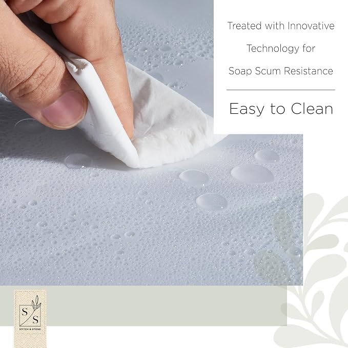 Stitch & Stone Shower Curtain Liner, Premium Lightweight Durable Waterproof 4g - Image 3
