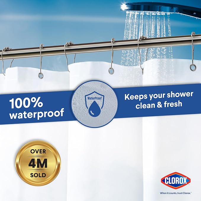 CLOROX Shower Curtain Liner, Premium Medium-Weight Durable Waterproof 6g PEVA - Image 6
