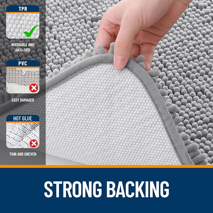 OLANLY Bathroom Rugs 40x32, Extra Soft Absorbent Chenille Bath Rugs, Rubber - Image 6