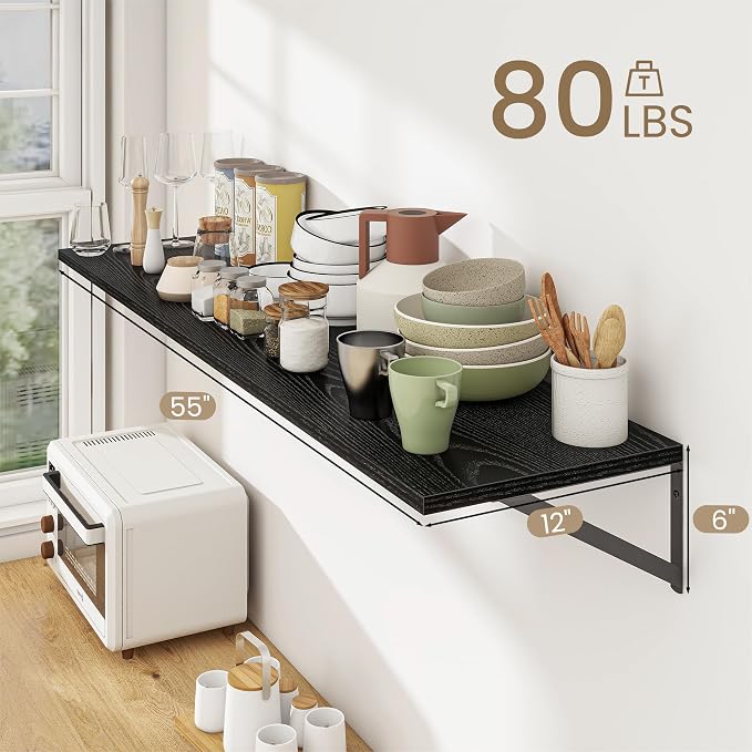 Dreamland Floating Shelves for Wall, 12 Inch Deep Floating Shelves Set of 2 - Image 4