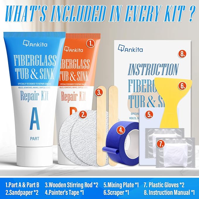 Tub Repair Kit White, Tub Chip and Bathtub Repair Kit - Image 2