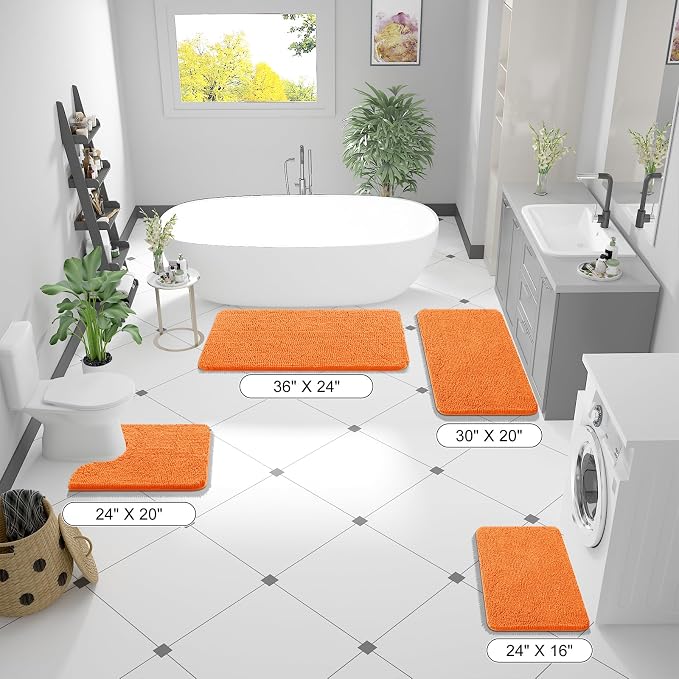 OLANLY Bathroom Rugs 70x24, Extra Soft Absorbent Chenille Bath Rugs, Rubber - Image 2
