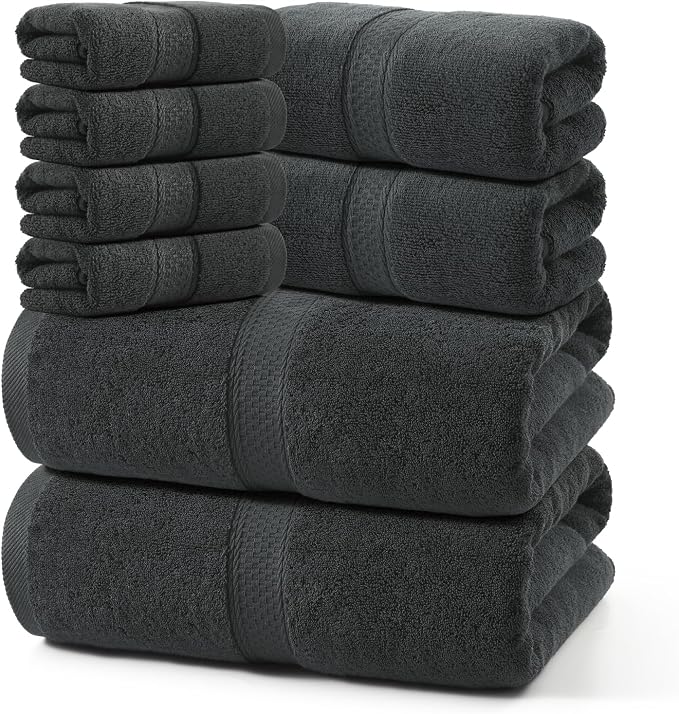 REDKISS Luxury 100% Cotton 8 Piece Bath Towel Sets, 2 Bath Sheets, 2 Hand by REDKISSOnline