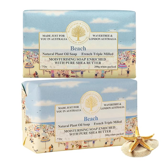 Wavertree & London Beach Scented Natural Soap, 7oz Moisturizing French Triple by AustralianNaturalSoap