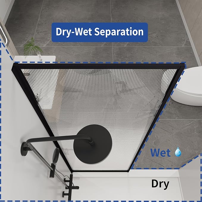 Dimaris Shower Door 30" X 78" Tempered Fluted Glass Framed Shower Screen Shower - Image 6