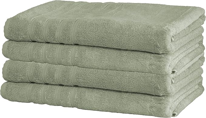 Mosobam Luxury Turkish Towels Set of 4 Bath Sheets 35X70 Seagrass Green 700 GSM by Mosobam