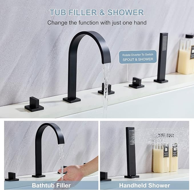 High Arc 5 Hole Roman Tub Filler - Image 5