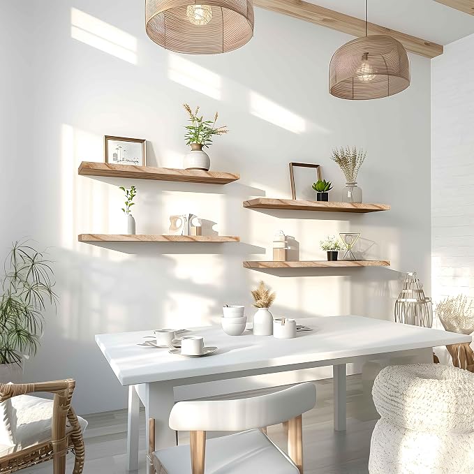 24 Inch Floating Shelves for Wall Rustic Light Wood Wall Shelves for Bedroom - Image 5