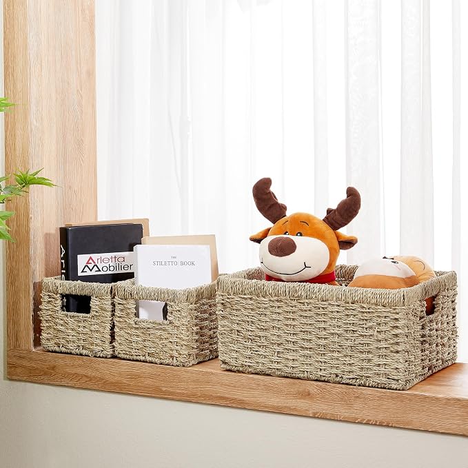 Vagusicc Wicker Basket, Seagrass Wicker Storage Basket Bins - Image 7