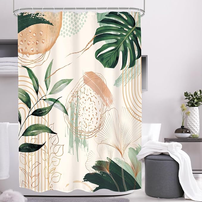 Boho Shower Curtain 48Wx72H Small Stall Narrow Abstract Mid Century Tropical by MitpokBrand