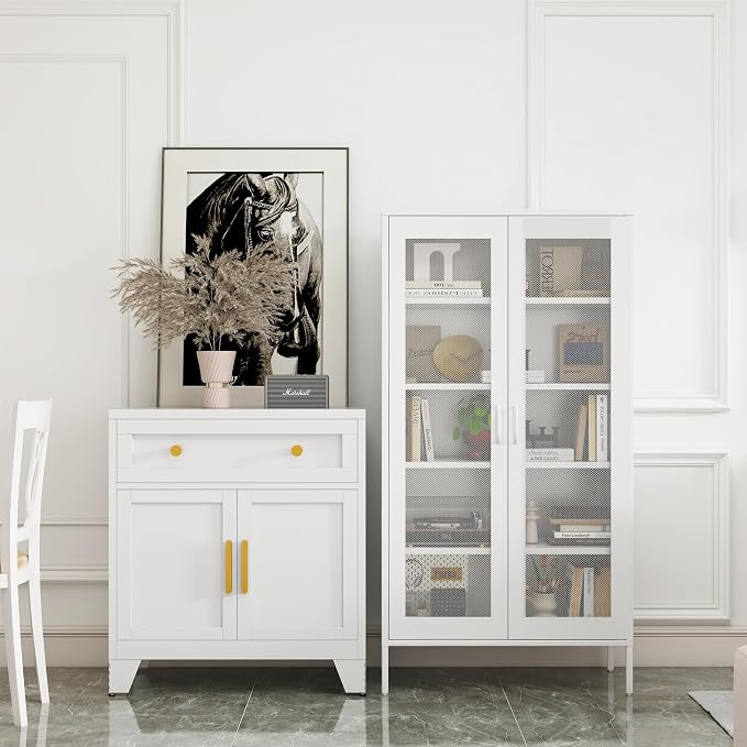 COFaR Modern Mesh Storage Cabinet, Free Standing Tall Pantry, Cupboard Metal - Image 8