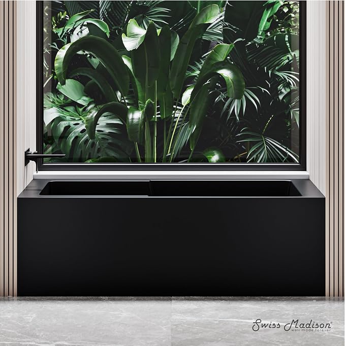 Voltaire 54 in. x 30 in. Acrylic Matte Black, Left-Hand Drain, Apron Bathtub - Image 6