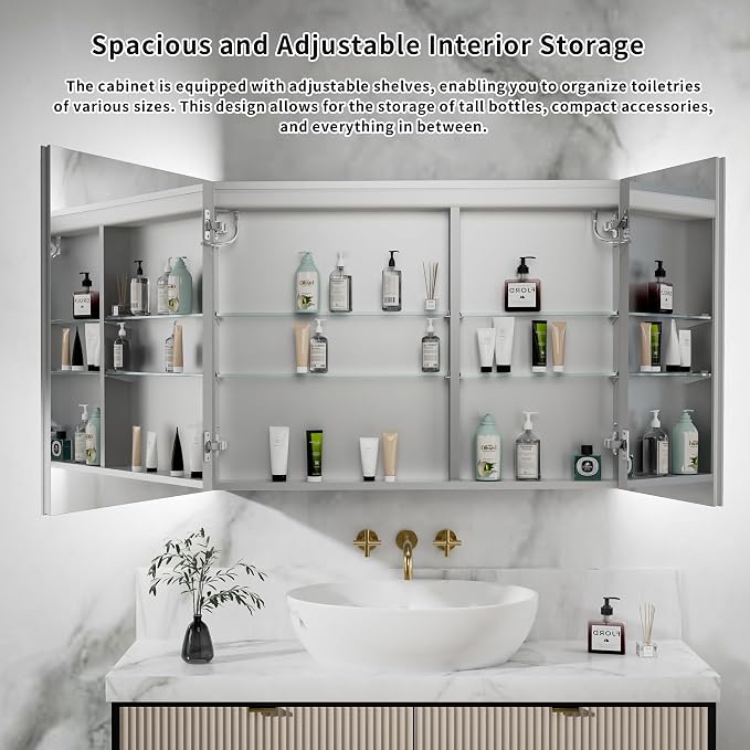 LED Medicine Cabinet Mirror for Bathroom, 40x30 Medicine Cabinet - Image 3