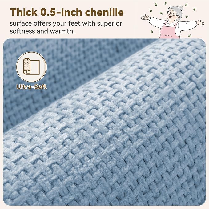 GRANNY SAYS Blue Bathroom Rugs, Soft Chenille Bathroom Mat, Absorbent Bath Mats - Image 3