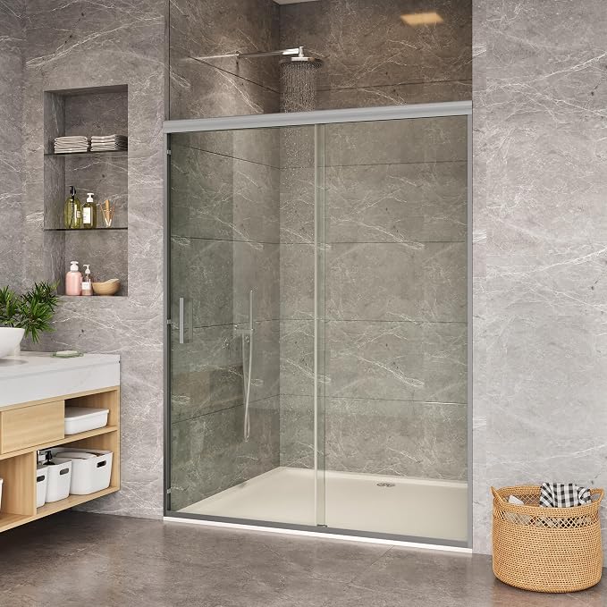Shower Door 72" x 56-60", 1/4" Clear SGCC Tempered Glass, Semi-Frameless Design - Image 6