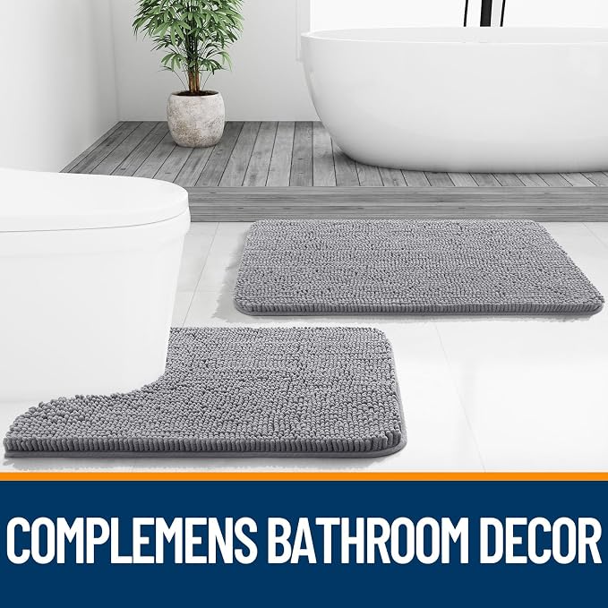 OLANLY Bathroom Rugs 50x30, Extra Soft Absorbent Chenille Bath Rugs, Rubber - Image 7