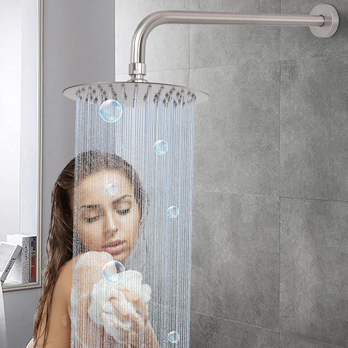 HarJue Shower Arm with Flange and Teflon Tape, Wall Mounted Shower Pipe 304 - Image 6