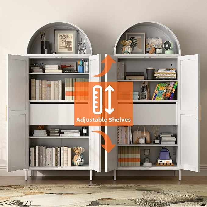 73'' Tall Metal Arched Cabinet, Modern Arch Bookcase Display Cabinet - Image 4