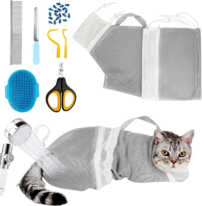Cat Bag for Bathing 8 PCS Set by AMEAMI
