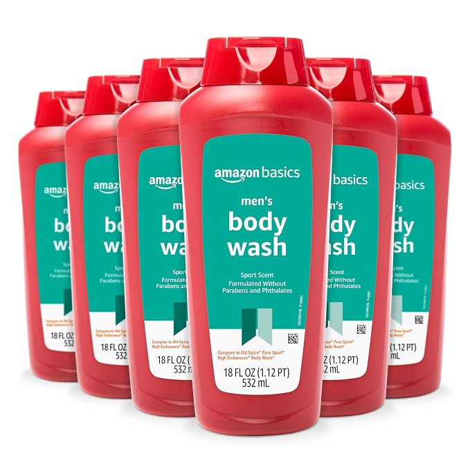 Amazon Basics Mens Soap Body Wash, Sport Scent, 18 Fluid Ounce by AmazonBasics