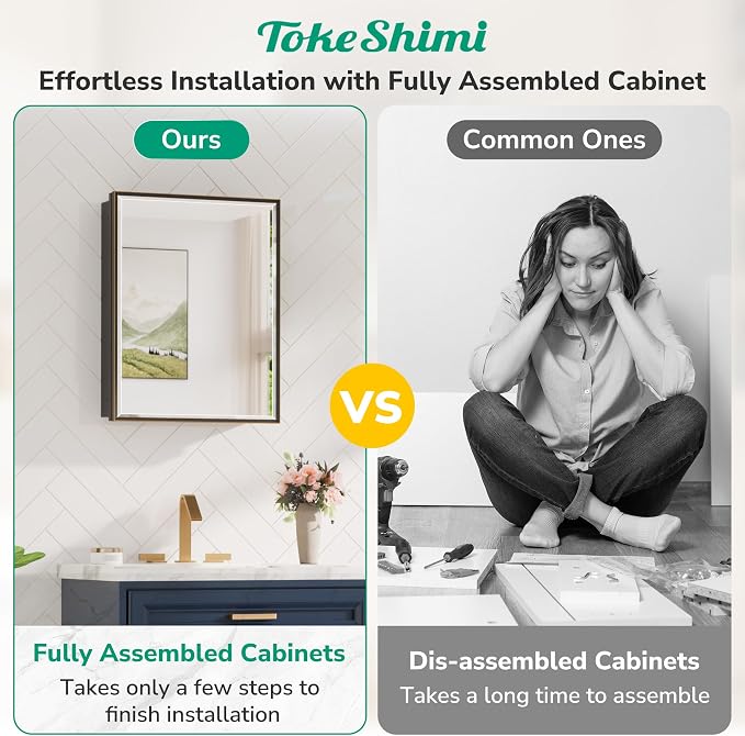 TokeShimi 16 x 24 Beveled Mirrored Medicine Cabinet Recessed, Bathroom Mirror - Image 6