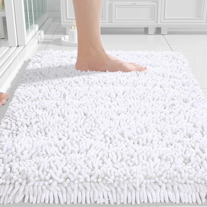 Yimobra Chenille Bathroom Rugs Non Slip, Extra Thick Soft Absorbent Bath Rug by Yimobra