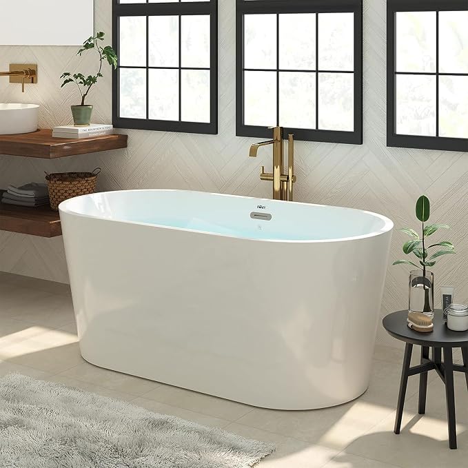 FerdY Shangri-La 55" Acrylic Freestanding Bathtub, Classic Oval Shape Soaking - Image 8