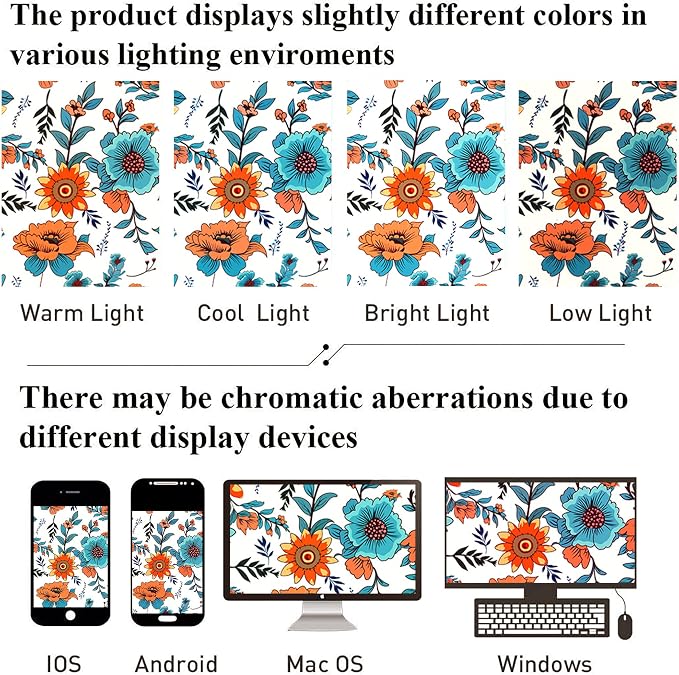 Bohemian Shower Curtain, Boho Floral Print Water Repellent Polyester Fabric - Image 7