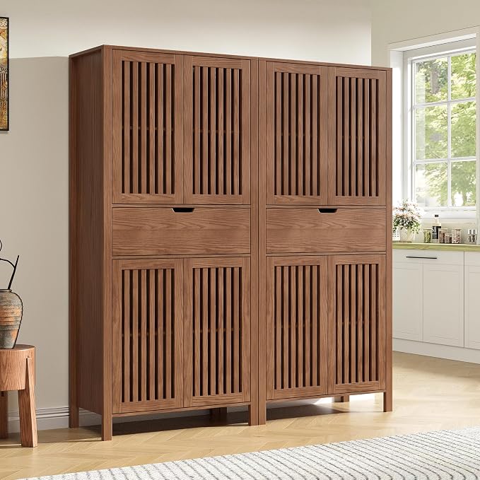 Set of 2 Rustic Brown 69" Tall Farmhouse Storage Cabinet by BVIUNTWOHOME