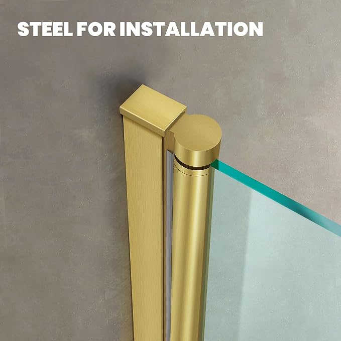 Bathtub Folding Shower Glass Door, Brushed Gold - Image 3
