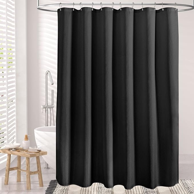AmazerBath Waffle Shower Curtain, Heavy Duty Fabric Shower Curtains - Image 3