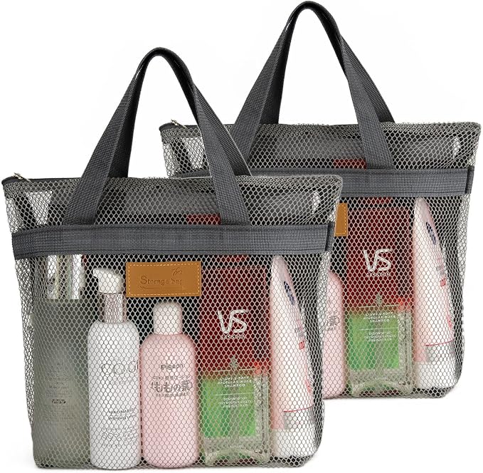 Mesh Shower Caddy Bag Portable Hanging Toiletry and Bath Organizer by TOPASION