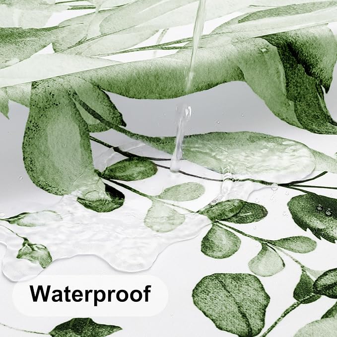 Colorful Star Olive Green Eucalyptus Waterproof Shower Curtain Set - Image 3