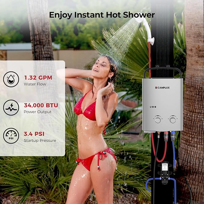 CAMPLUX ENJOY OUTDOOR LIFE 1.32 GPM Outdoor Portable Propane Tankless Water - Image 2