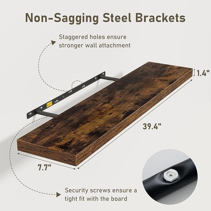Floating Shelves Wall Shelf 40 Inch, 8 Inch Deep Floating Shelf - Image 3