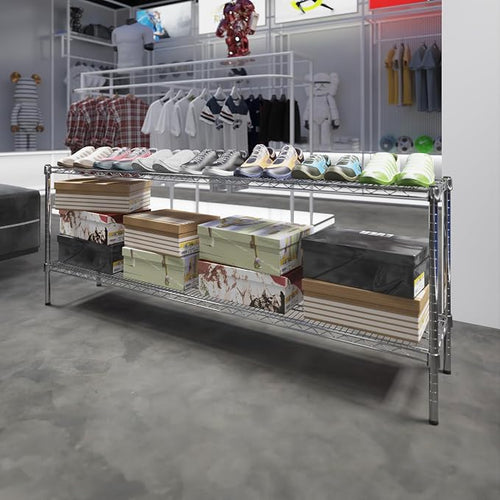 14" Deep x 72" Wide x 27" Height Wire Shelving Kit | 2-Tier | NSF Commercial - Image 2