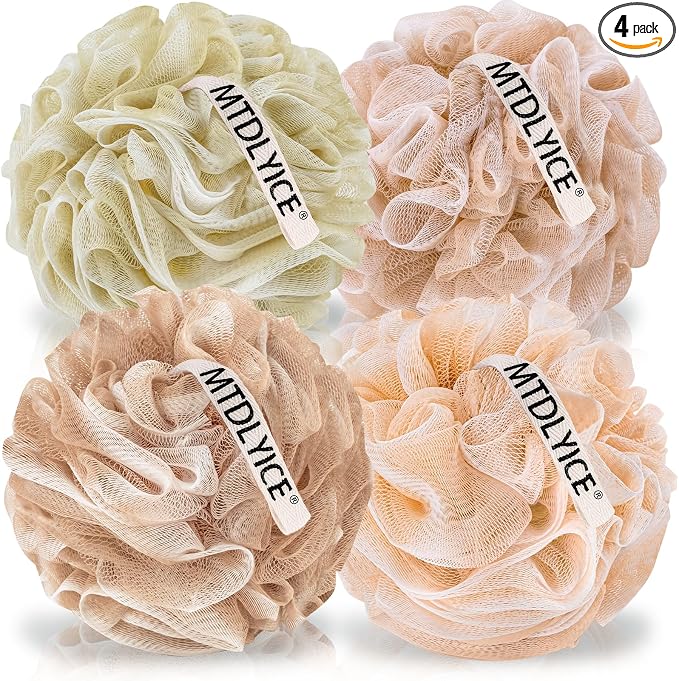 Loofah for Women, XL Large Loofah 75g 4 Pack, Bath Sponge Soft Mesh Shower by MTDLYICE