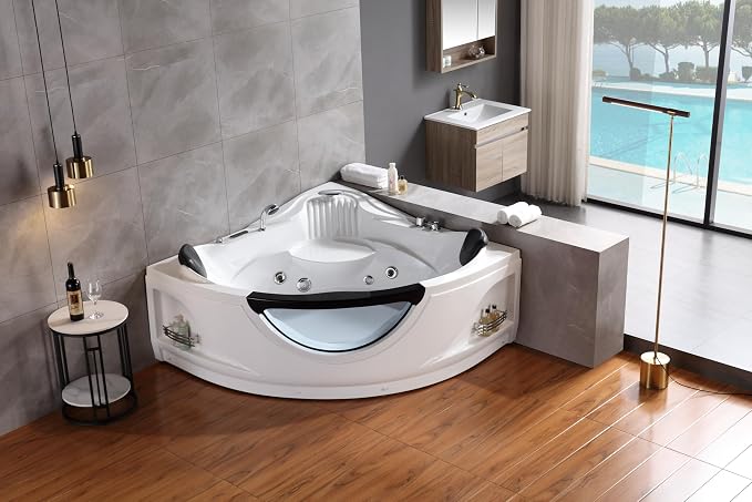 Empava 2 Person Whirlpool Bathtub, Corner Jetted Bathtub - Image 13