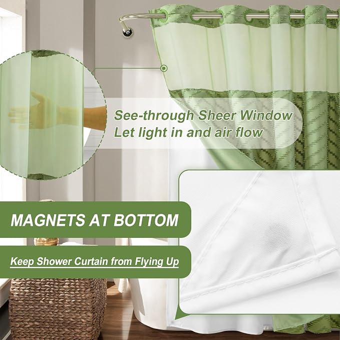 Extra Long No Hooks Shower Curtains, 98 Inches Long Boho Tufted Chevron Striped - Image 5
