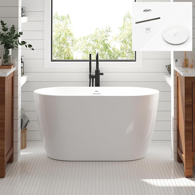 FerdY 47" Bali Acrylic Freestanding Bathtub, Gracefully Shaped Freestanding by FerdY