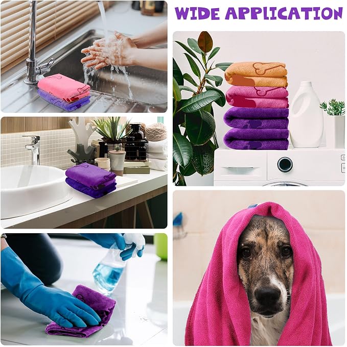 Chumia 4 Pcs Dog Towels for Drying Dog Puppy Bulk Microfiber Absorbent Paw - Image 5