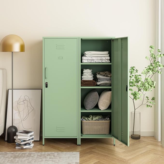Locker Cabinet, 59.06" H Green Metal Locker Storage Cabinet - Image 2