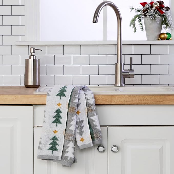 SKL Home Christmas/Winter Multi Trees 100% Cotton Premium 2-Piece Hand Towel Set - Image 4