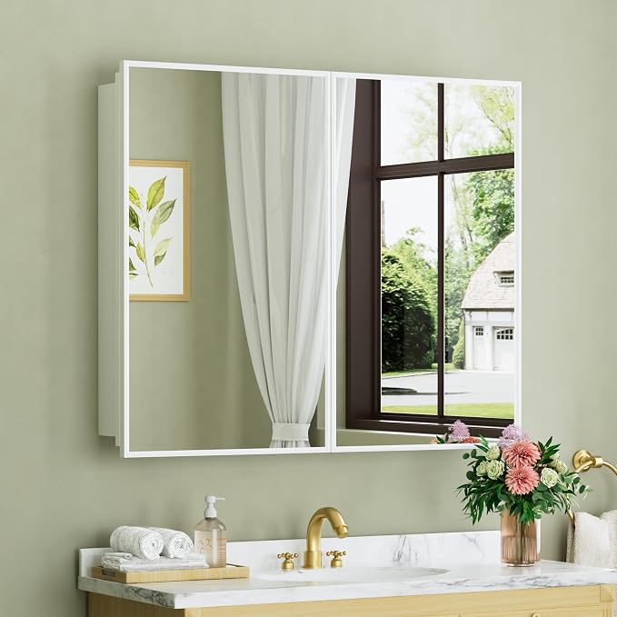 Buruis 36" x 30" Framed Medicine Cabinet by KeepYourBathroomKitchenandHomeOrganized