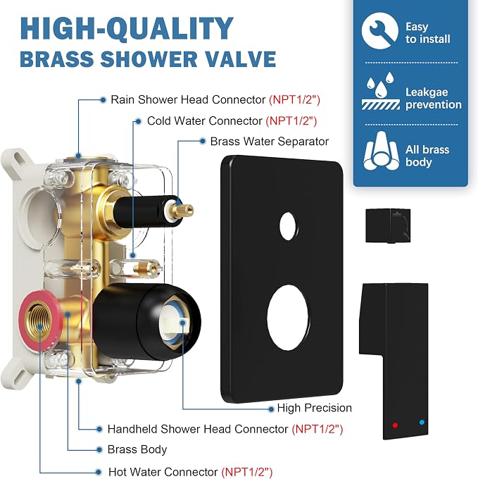 Black Shower System, Shower Faucet Set - Image 6
