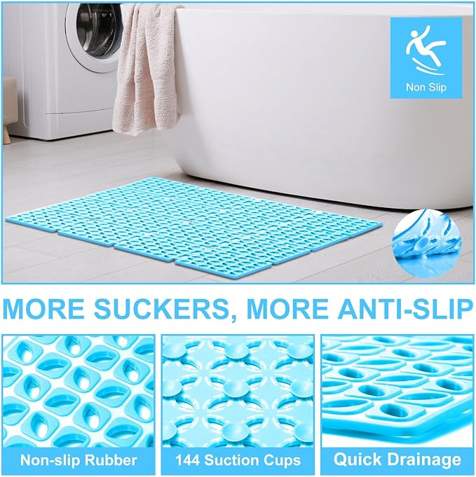 Shower Mat Non Slip，24"X24" Bathtub Mat Non Slip Square Shower Mats - Image 2